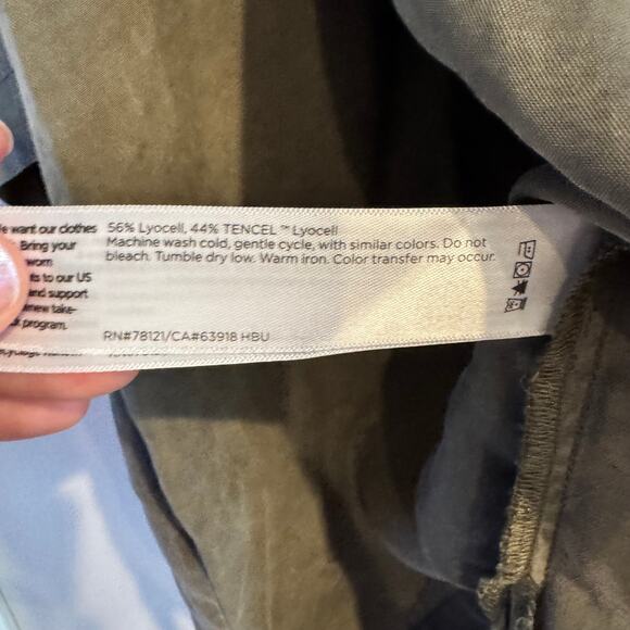 New Eileen Fisher Sandwashed Twill Box-Top Green Side Slit 3/4 Sleeve Sz XL - Picture 7 of 8